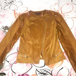 Camel Leather & Suede Jacket